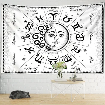 TapestryWallHangingDecorHomeRoomwitchcrafthippiemandalaastrologywallpaperbedroomdormtarot Sun Moon CustomPsychedelic Hippie Izba