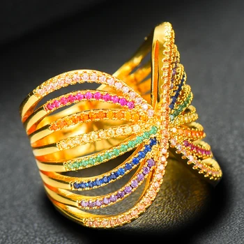 SISCATHY Monako Návrhár Luxusných Twist Linky Geometrie Kubických Zironium Zapojenie Dubaj Naija Svadobné Prst Prstene, Šperky Závislosť