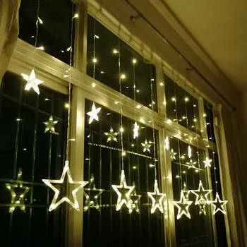 LED Reťazec Svetlá Pentagram Star Opony Svetlá Víla, Svadby, Narodeniny, Vianočné Osvetlenie, Výzdobu Svetlo Diaľkové ovládanie