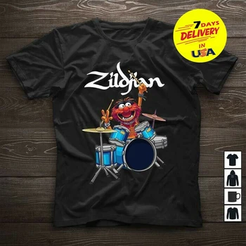 The Muppet Show Zildjian Bubny Bavlna T-Shirt Mužov Black Všetky Veľkosti