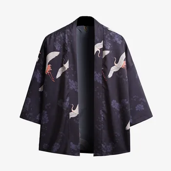 Muži, Hip Hop Štýl Cardigan Kimono Haori Literárny Japonské Kimono Yukata Nadrozmerná Japonský Župan Voľné Kimomo Bežné Tričko