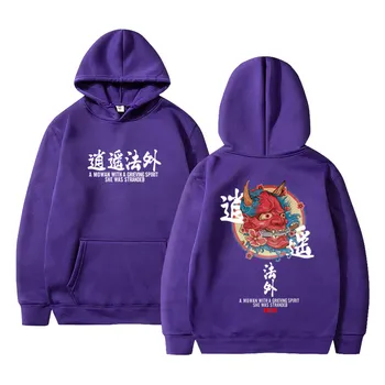 Moda masculina hoodies com capuz de hip hop hoodies casuais japoneses streetwear pulôver harajuku diabo hoodie masculino