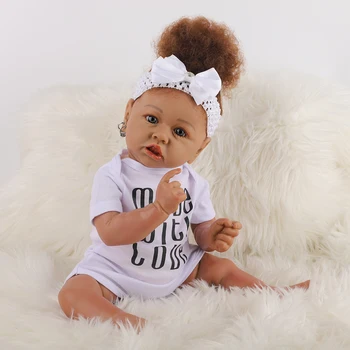 Nový Realistický Reborn Bábiky Baby S Mäkké Bavlnené Telo Africkej Americkej Realistické Dievča Bábiku 23 Palec Darček