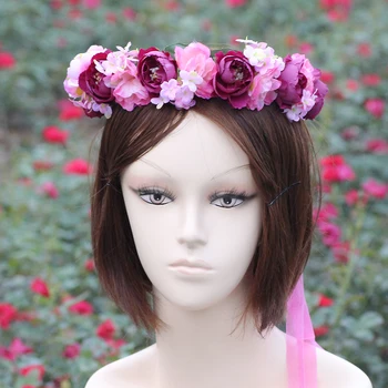 Nevesta Ženy Ruže Kvet Koruny Hairband Svadobný Kvet hlavový most Headdress kvet dievča hlavu veniec Vlasy Príslušenstvo