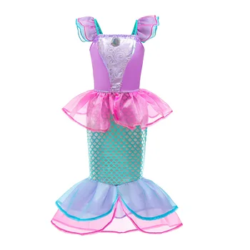 Dievča Ariel Fancy Dress Up Oblečenie, Deti Halloween Kostým Princezná Deti, Malá Morská víla Oblečenie pre Narodeniny, Vianoce, Karneval,