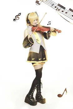 (QYY-073) Vocaloid 2. Akita Neru Žltá Cosplay Kostýmy