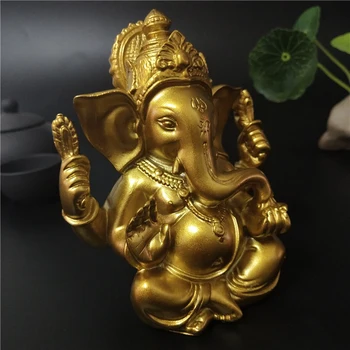Zlato Pán Ganeš Sochu Budhu India Slon Boh Ganesh Socha Domova Sôch Budhu Dom Office Záhradné Dekorácie