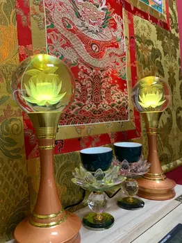 Veľkoobchod TOP DOBRÉ Budhistické články - 35 cm veľké DOMÁCE Ochranu rodiny Talizman - 7 farieb Lotus Crystal Budhistických chrámov, lampy
