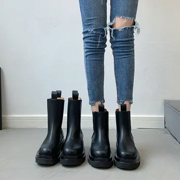 Chelsea Topánky pre Ženy Platformu Podpätky Čierne Topánky Žena Módy Pošmyknúť Na Návrhár Obuvi Ženy Topánky 2020 Trend Členok Boot Žena