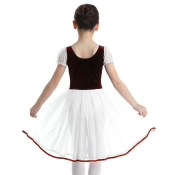 TiaoBug Deti, Dievčatá Čipky Bublina Rukávy Fáze Lyrickej Tanečné Kostýmy Deti Gymnastiku, Balet Trikot Balet Tutu Tanečné Šaty