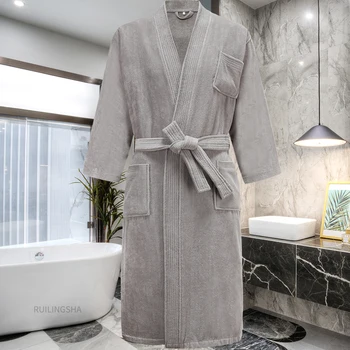 - Hviezdičkový Hotel, Bavlna Potu Uterák Vaňa Takí Muži Plus Veľkosť Zimné Kimono Teplý Župan Mens Terry Sleepwear Ženy Župane