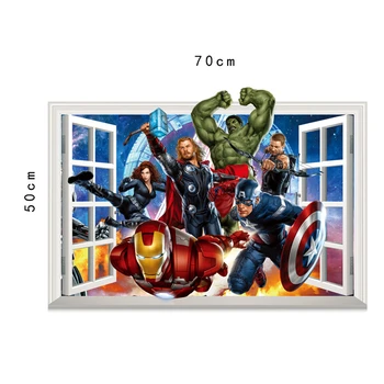 Kreslený film Avengers Samolepky na Stenu pre deti Izba Deti Chlapec Spálňa Stenu Okno plagát nálepky Plagát Darček Domova