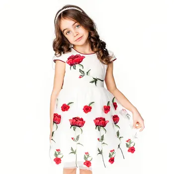 Childdkivy Rose Výšivky Dievčatá Princezná Šaty 2019 Deti Letné Šaty Pre Dievčatá Vo Veku 4-12 Rokov Deti Party Šaty Oblečenie