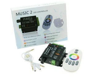 [Sedem Neon]Hudba LED RGB Controller DC12-24V Inteligentná Sonická Citlivosti, LED Podsvietenie Ovládací+RF Touch Diaľkový ovládač