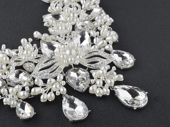Luxusné Drahokamu Jasné, Svadobné Svadobné Šperky Kvetinový Dizajn Ženy Strany Náhrdelníky náušnice Crystal Hruška Šperky Sady