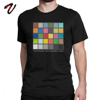 Fotograf T Shirt Mužov Color Checker Tabuľky T-Shirt Dizajnér Vintage Bavlna Tee Tričko Krátky Rukáv Letné Kolo Golier Oblečenie