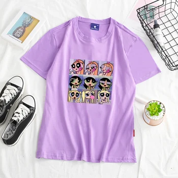 Kórejský príležitostné voľné Letné t-shirt power girl ženy t-shirt tlač funny t-shirt bavlnené oblečenie, krátke t-shirt