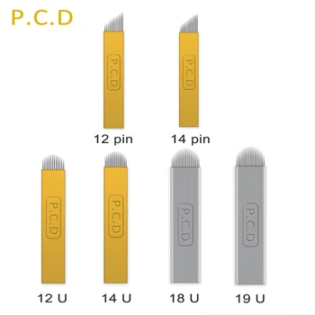 1000PCS Microbladiang ihly 0,18 mm Flex 12 Ushape 12 nano ostrie Tetovanie Ihly Agulhas Pevného PCD pre Tebori Obočie Príručka Pero