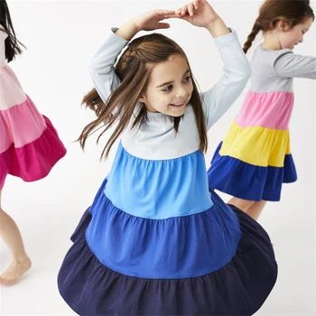 Zimné Rainbow Dievčatá Šaty Módne Bavlna Farebné Oblečenie Baby Girl Party Šaty Pre Deti Princezná Vianočné Vestidos Kostýmy
