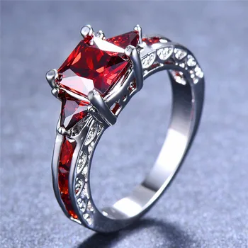 90% Z Kúzlo Muž Žena Červený Kameň Krúžok Roztomilý Láska Zásnubný Prsteň Vintage Snubné Prstene Pre Ženy