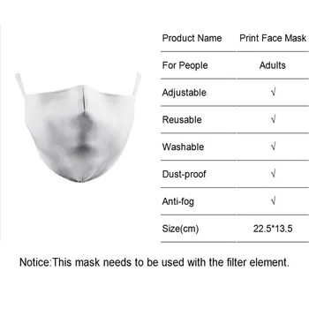Dospelých Umývateľný Úst Tvár Textílie Maska Kvet Čiernej Textílie Maska Anti-WindEarloop Opakovane Úst Maska Tlač pre Ženy
