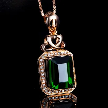 Bague Ringen Luxusné Emerald Striebro 925 Šperky Elegantné Drahokam Náhrdelník pre ženy zelené ružové Zlato Farba Výročie darček