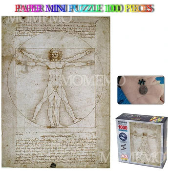Vitruvian Man Papier A3 Mini Puzzle Vinci Starý Majster Puzzle pre Dospelých svetoznámej olejomaľba Hádanky Dospievajúce Deti Darčeky