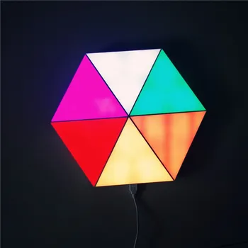 RGB Farebný Trojuholník Quantum lampa LED Lampa Modulárny Citlivé na Dotyk Osvetlenie Šesťhranné Nočné Osvetlenie, Diaľkové Šesťhranné Quantum