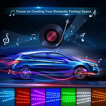 Nové Auto RGB LED Neon Interiéru Svetlo Lampy Pás je Dekoratívne Atmosféru Svetlá Bezdrôtový Telefón APP Control Pre Android IOS 12V