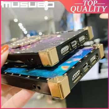 MUSUBO 3D Námestie Telefón puzdro Pre iPhone 12 mini 11 Pro Max SE 2020 Xsmax XR 8 7 PLUS Mäkké Silikónové Stranách Prsteň Stáť Blu Ray Kryt