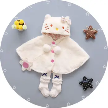 Krásne Baby Dievčatá oblečenie Mačka Plášť s Kapucňou Pončo Bunda Outwear Deti Teplý Kabát Oblečenie
