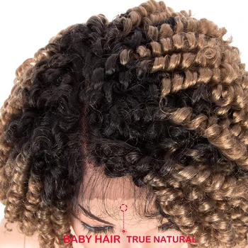 Magické Vlasy 12Inch Syntetické Kinky Kučeravé Čipky Dopredu Parochňu Pre Krátke Čierne Ženy S Dieťaťom na Vlasy Black Brown Tepelne Odolné Vlasy