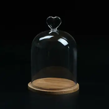 Home Decor Vázy Sklo Kvet Displej Cloche Bell Jar Dome Nesmrteľný Zachovanie + Drevený Základ Večný Kvet Sklenený Kryt