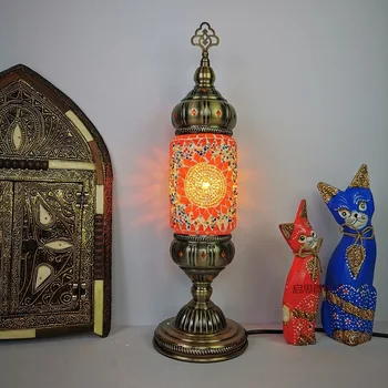 2020 Nové turecké mozaiky stolná Lampa vintage štýle art deco Ručne lamparas de mesa Sklo romantický posteľ svetlo lamparas con mosaicos