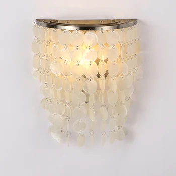 Moderné, jednoduché biele prírodné shell loft LED E27 nástenné svietidlá bar, spálne, jedáleň, obývacia izba posteli cafer svietidlá nástenné svietidlo