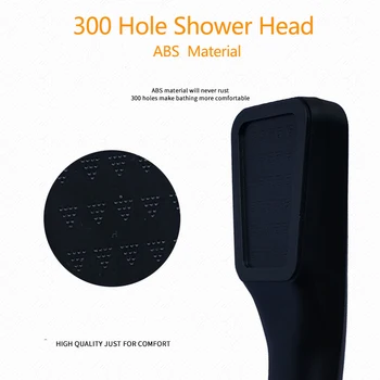 300 Otvory ABS Sprcha Hlavy, Vysoký Tlak Kúpeľňa Zrážok Hlavu postrekovačom Watersaving Black Sprcha Hlavu Kúpeľňových Doplnkov