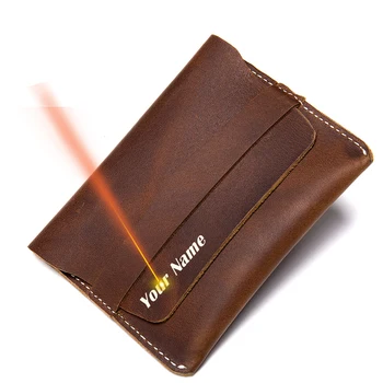WESTAL mužov slim kabelku originálne kožené peňaženky pre mužov laserové gravírovanie tenký mini peňaženka na mince kabelku držiteľa karty pre mužov vintage