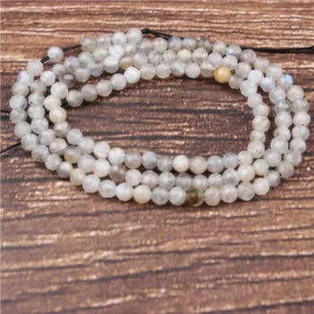 LanLi 2/3 mm Šedá moonstone malé korálky módne šperky interval voľné korálky DIY náramok, náušnice, náhrdelník a príslušenstvo