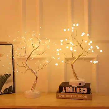 LED Nočné Svetlo Mini Vianočný Stromček Rozprávkových Svetiel Medený Drôt Garland Lampa Pre Domáce Deti Spálňa Decor Svietidlá Dovolenku osvetlenie