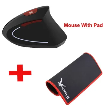Bezdrôtová Herná Myš Ergonomický Vertikálne Mause 1600DPI Optical Určený USB Myši Pohode Hráč S MousePad Na PC Prenosný Počítač