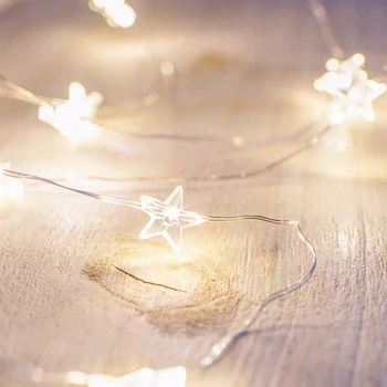 3.3 M LED Star Medený Drôt String Svetlá LED Rozprávky na Čítanie Vianočné Osvetlenie Vnútorné Svadobné dekorácie ligotať Ľahké batériové