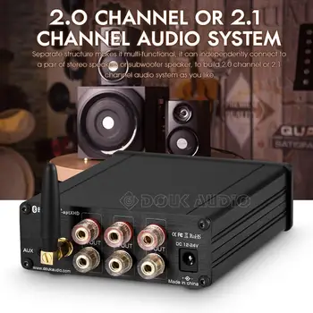 Douk Audio G6 Bluetooth 5.0 Digital 2.1 Kanálový Zosilňovač, Subwoofer Stereo Audio Power Amp, Ovládanie APTX-HD
