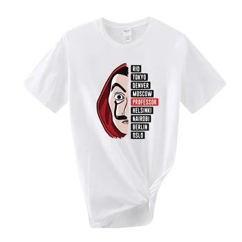 Letné Nové Peniaze Heist Tričko Dom Papiera La Casa De Abstraktných T Shirt Móde Bežné Dali Masku Casa De Abstraktných T-shirt Ženy Top