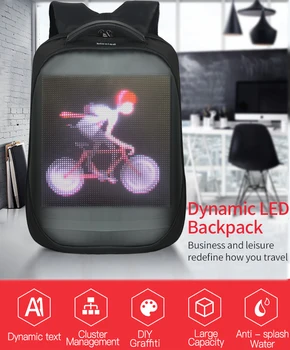 Oka wifi pixel batoh s led batoh s obrazovke, smart späť pack led mochila con 15.6 led palcový notebook batoh ženy