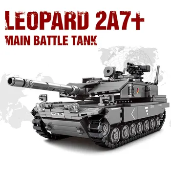 898pcs GE Vojenské Leopard 2A7+ Hlavný Bojový Tank Stavebné Bloky WW2 s 4 Vojakov údaje Armády Tehly Chlapec, Hračky Pre Deti,
