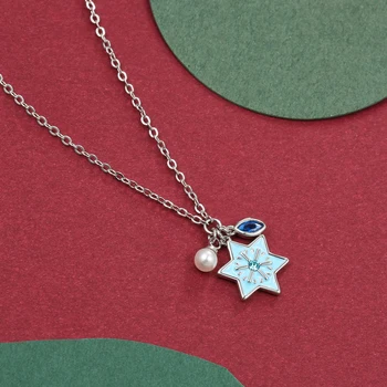 INALIS Sea Modrá Farba Šesť Špicaté Hviezdy Prívesok Náhrdelníky Elegantné A Rafinované Kúzlo Zirkón Ženy Náhrdelník Narodeniny Šperky Darček