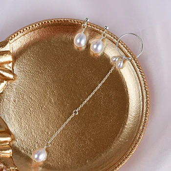 ASHIQI Skutočné Prírodné Sladkovodné Perly 925 Sterling Silver Náušnice, Módne Osobnosti Šperky Lady