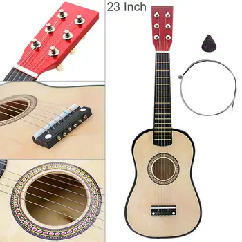 23 Palec Lipa Akustická Gitara Drevo Farba 6 Sláčikový Hudobný Nástroj s Gitarou Vybrať a Reťazec