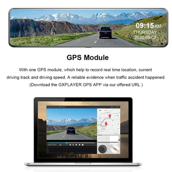 OLOPKY 4K Auta DVR 12-palcový Dotykový GPS Spätné Zrkadlo Kamera 1080P Zadná kamera Dash Cam Auto Kamera, videorekordér Registrátor Mount