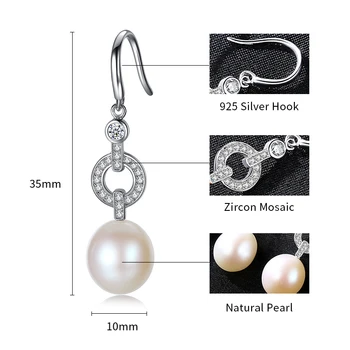 AGLOVER Drop Náušnice Skutočné Prírodné Sladkovodné Perly 925 Sterling Silver Pearl Náušnice Pre Ženy Šperky, Svadobné/Strana Darček